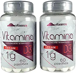Kit 2 Vitamina D3 10.000UI 60 comprimidos 2 unidades Vegan Sem Lactose Sem Glúten VitaGenus