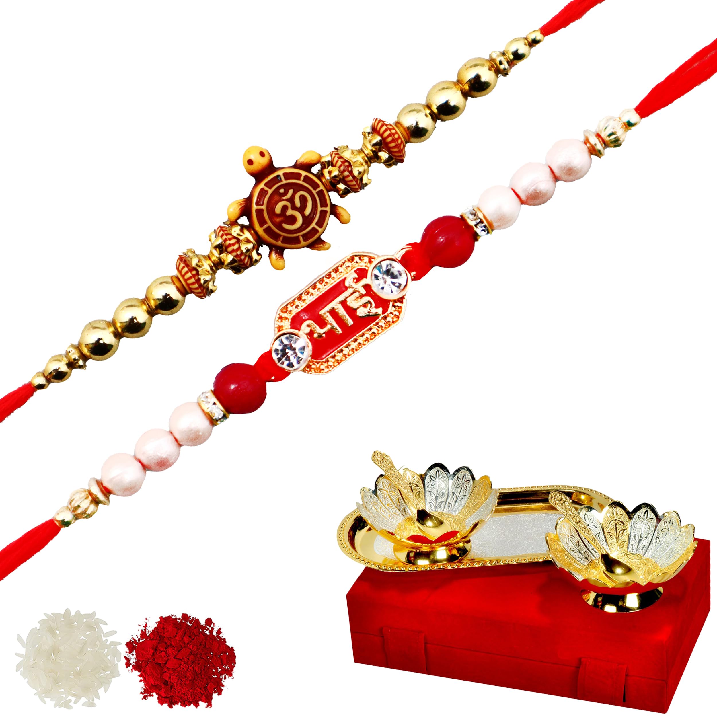 JAIPUR ACE Premium Combo Gift Rakhi With Silver And Gold Plated Bowl Gift Set Handmade Colorful Rakhi for Bro, Brother, Bhaiya, Bhai (2 Rakhi With Double Bowl Set) (B0B2S724QQ) Amazon Price History, Amazon Price Tracker