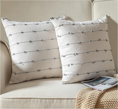 Miniatura 8 de Caflife Juego de 2 fundas de almohada bohemias de Navidad de 20 x 20 pulgadas, color beige y rojo, fundas decorativas modernas de estilo rústico