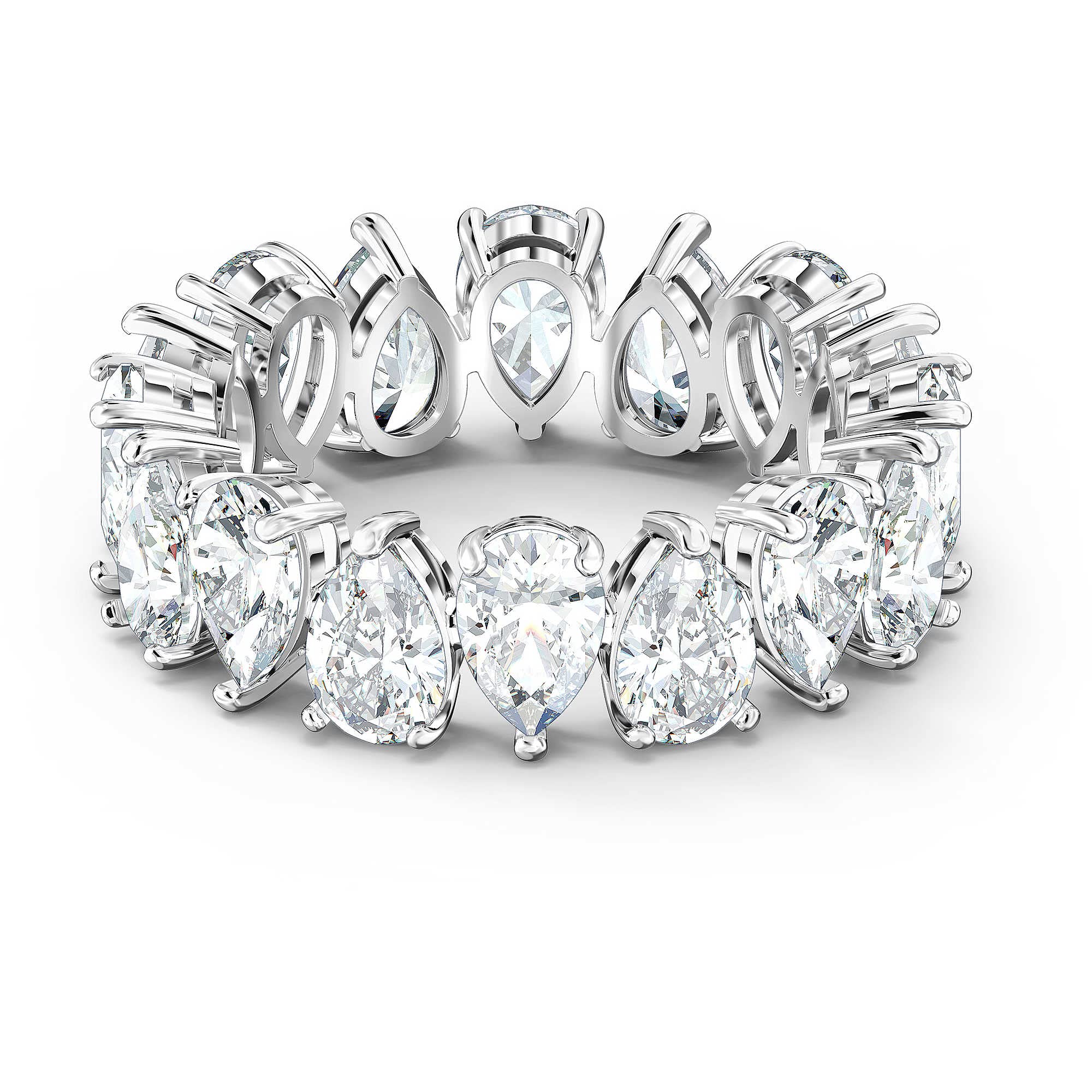 Swarovski Matrix Vittore ring, Pear cut, White, Silver-tone finish