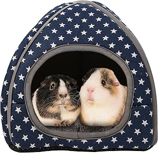 Kwerdas Cozy Guinea Pig Hideout Bed Soft Fleece Material Removable Cushion Washable and Dryer Friendly Perfect Cage Accessories for Rabbits Hamsters Hedgehogs