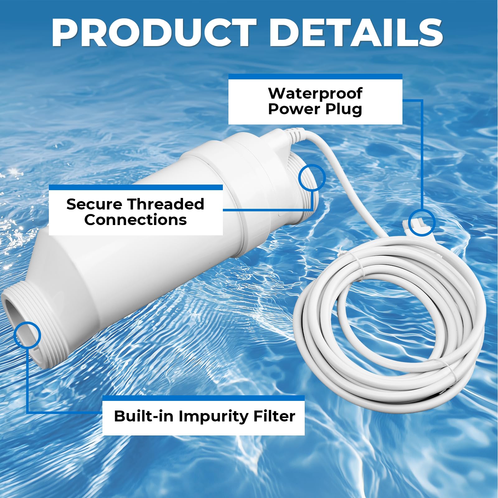 T-9 BLT15H Cellule de chloration salée de rechange pour piscine creusée, générateur de chlore turbo salé d'une capacité de 85 000 litres, cellule de piscine d'eau salée autonettoyante (80 000 gallons