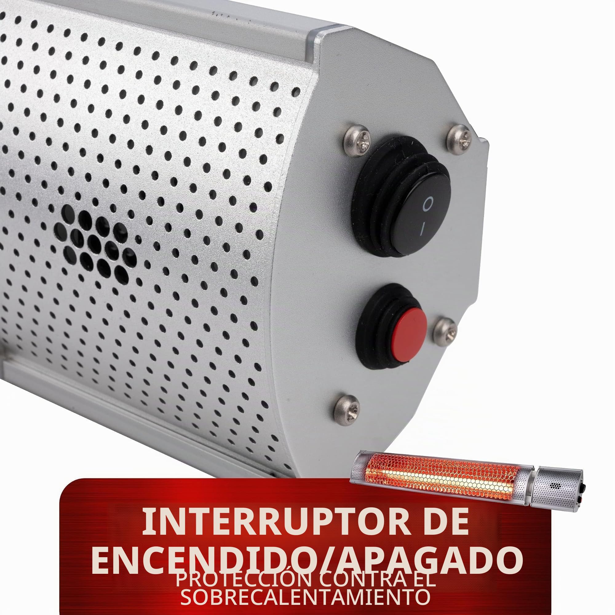 Alpina - Radiador eléctrico para terraza (interior y exterior, infrarrojo, suspendido, con mando a distancia, 2000 W)