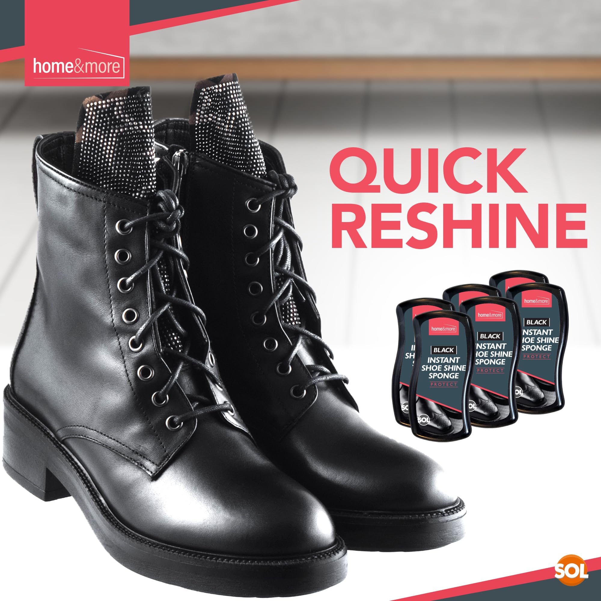 SOL Crosby Lot de 6 éponges de cirage instantanées Noir | Cirage à chaussures noir, cirage noir | Éponge Express Shine pour chaussures en vinyle et cuir noir | Brillance instantanée pour vinyle,