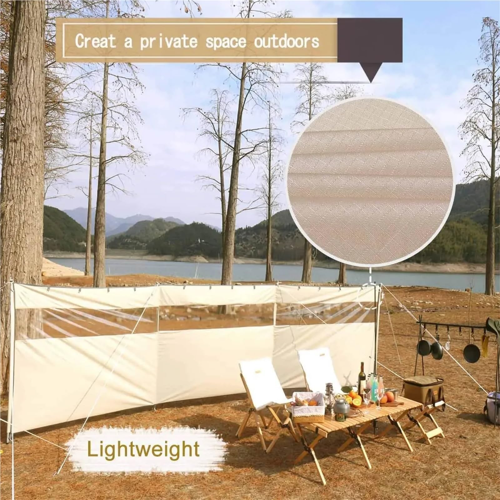 Paravento da Spiaggia Telo Antipioggia for Campeggio all'aperto, Amaca, Telo, frangivento, for Giardino, Barbecue, Picnic