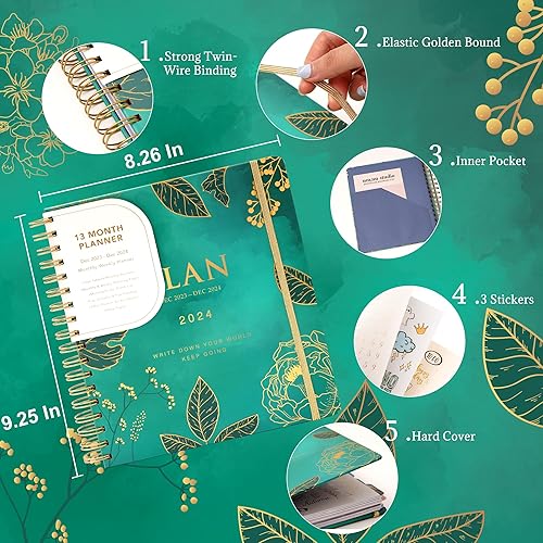 Miniatura 5 de CAGIE Agenda semanal 2024 con espiral de tapa dura, planificador 2024, planificador semanal y mensual, planificador diario grande de 8.3 x 9.3