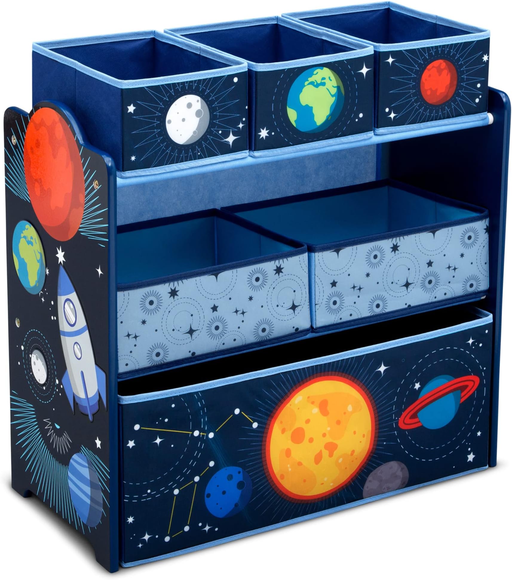 Space Adventures Design & Store 6 Bin Toy Storage Organizer - Greenguard Gold Certified, Blue