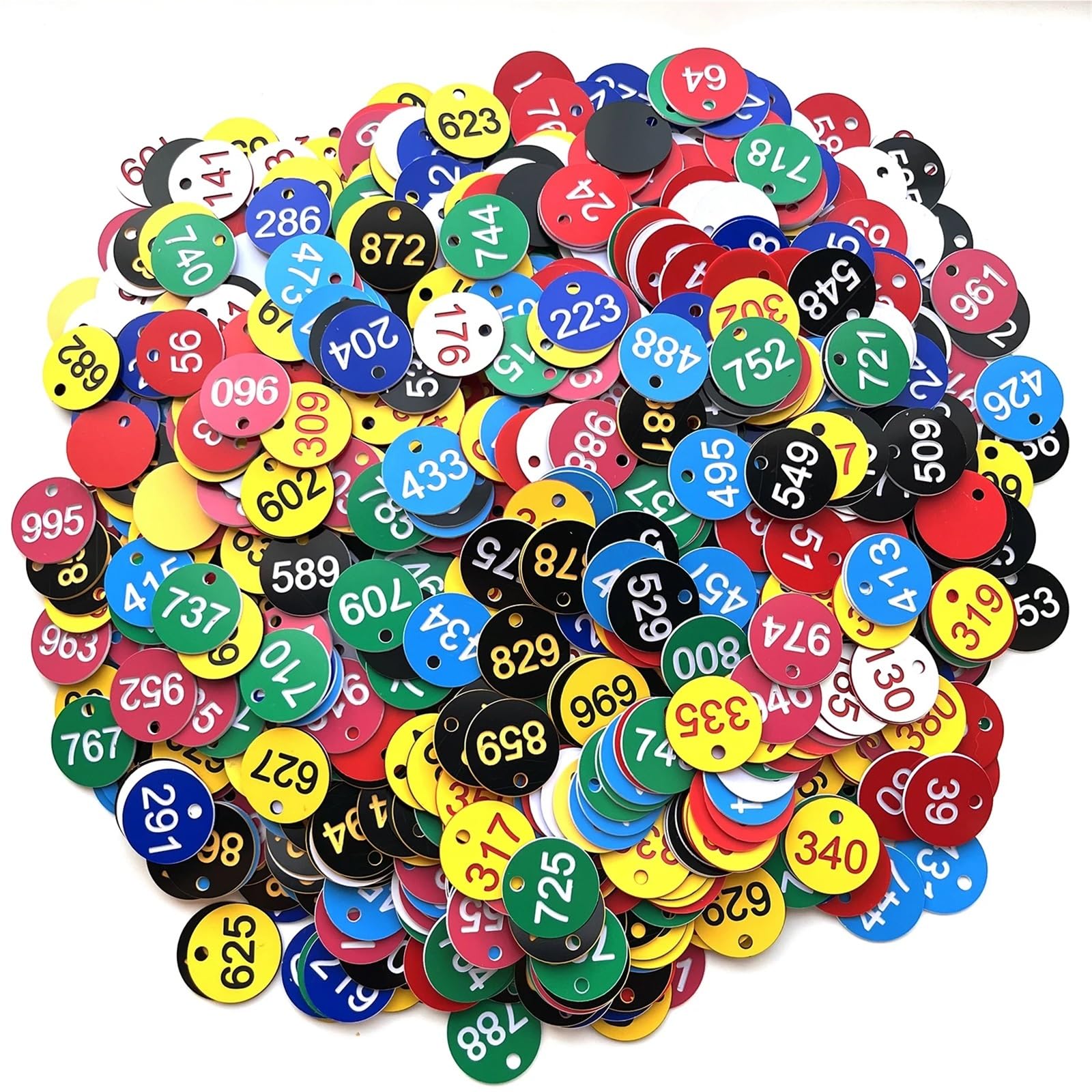 Zawieszki z wygrawerowanymi numerami, Grawerowane przywieszki numerowane, plastikowe przywieszki numerowane 1000 szt. 1-1000 Wielokolorowe(1-1000 Black Yellow)