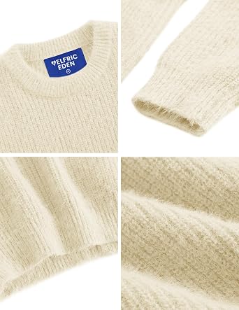 Aelfric Eden Oversized Sweaters Mohair Furry Sweater Crewneck Knit Casual Soft Pullover 2024 Trendy Outfits
