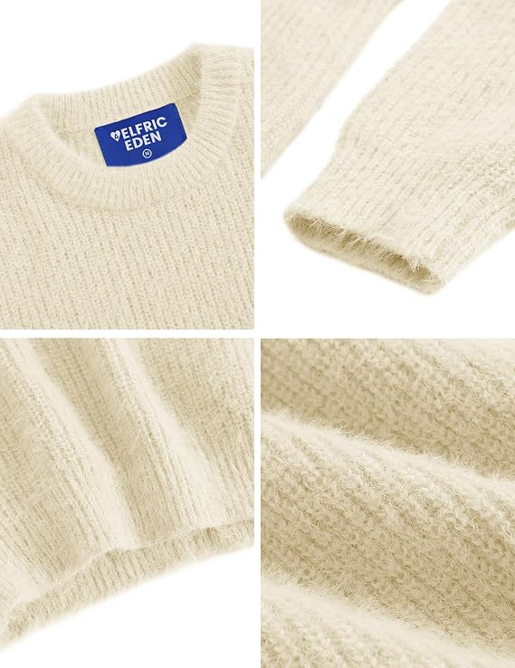 Aelfric Eden Oversized Sweaters Mohair Furry Sweater Crewneck Knit Casual Soft Pullover 2024 Trendy Outfits