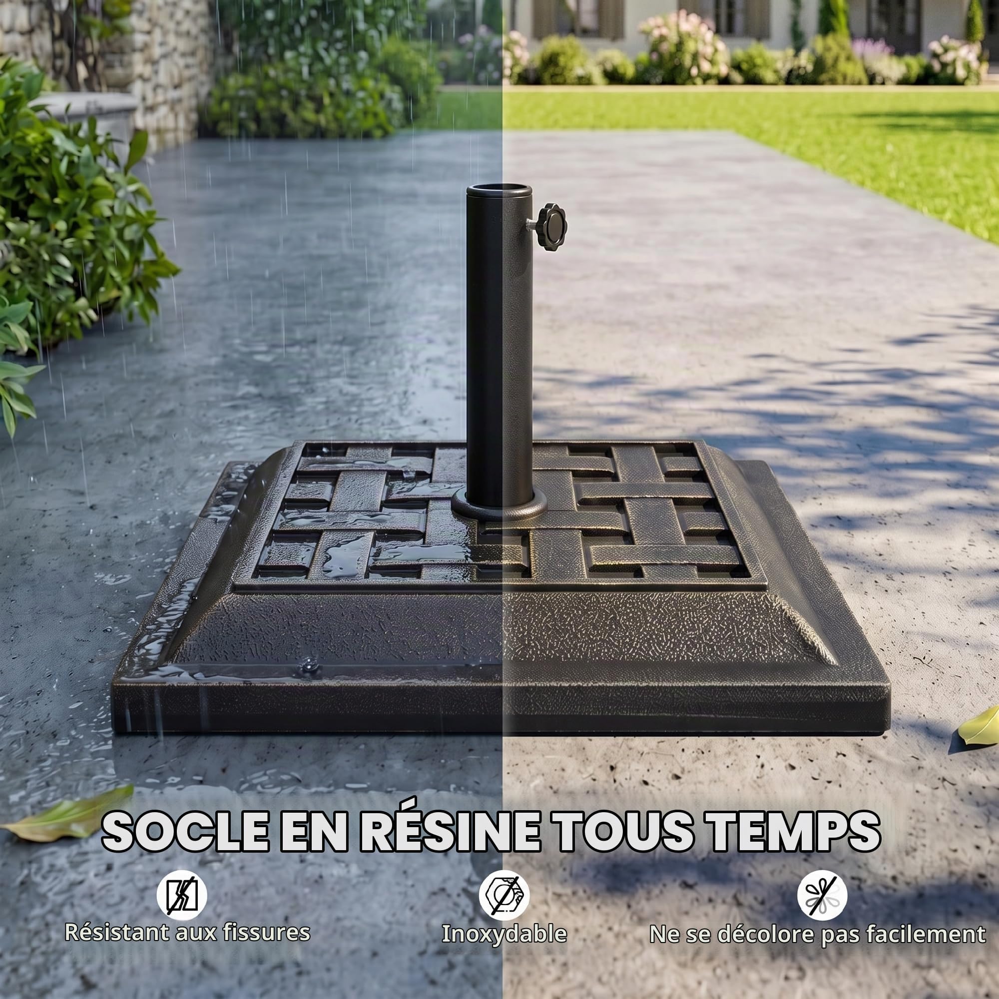Outsunny Pied de Parasol en Résine 9 kg Ø 38/48 mm 44 x 44 x 33 cm Bronze