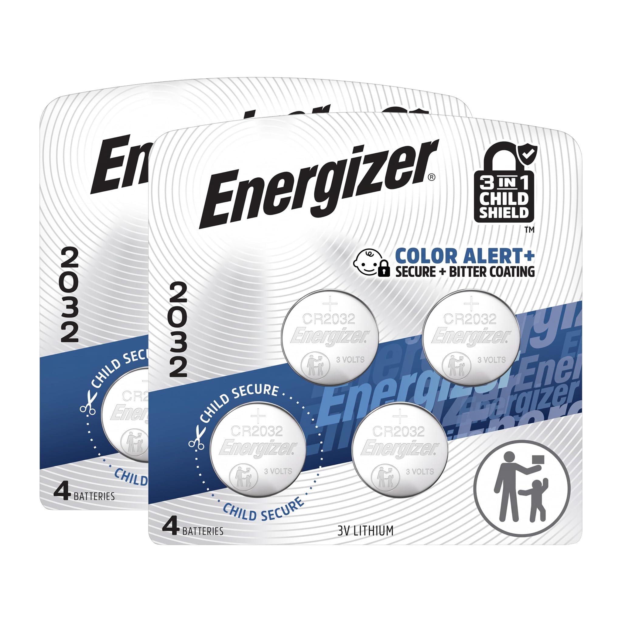 Energizer 2032 Batteries, 3V Lithium Coin Batteries, 4 Count (Pack of 2)