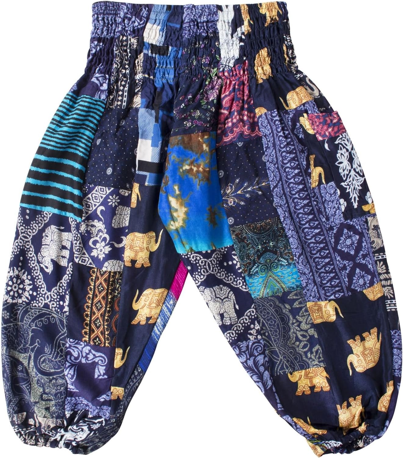 LOFBAZ Patchwork Cute Harem Pants for Girls Boys Kids Toddler Boho Clothes