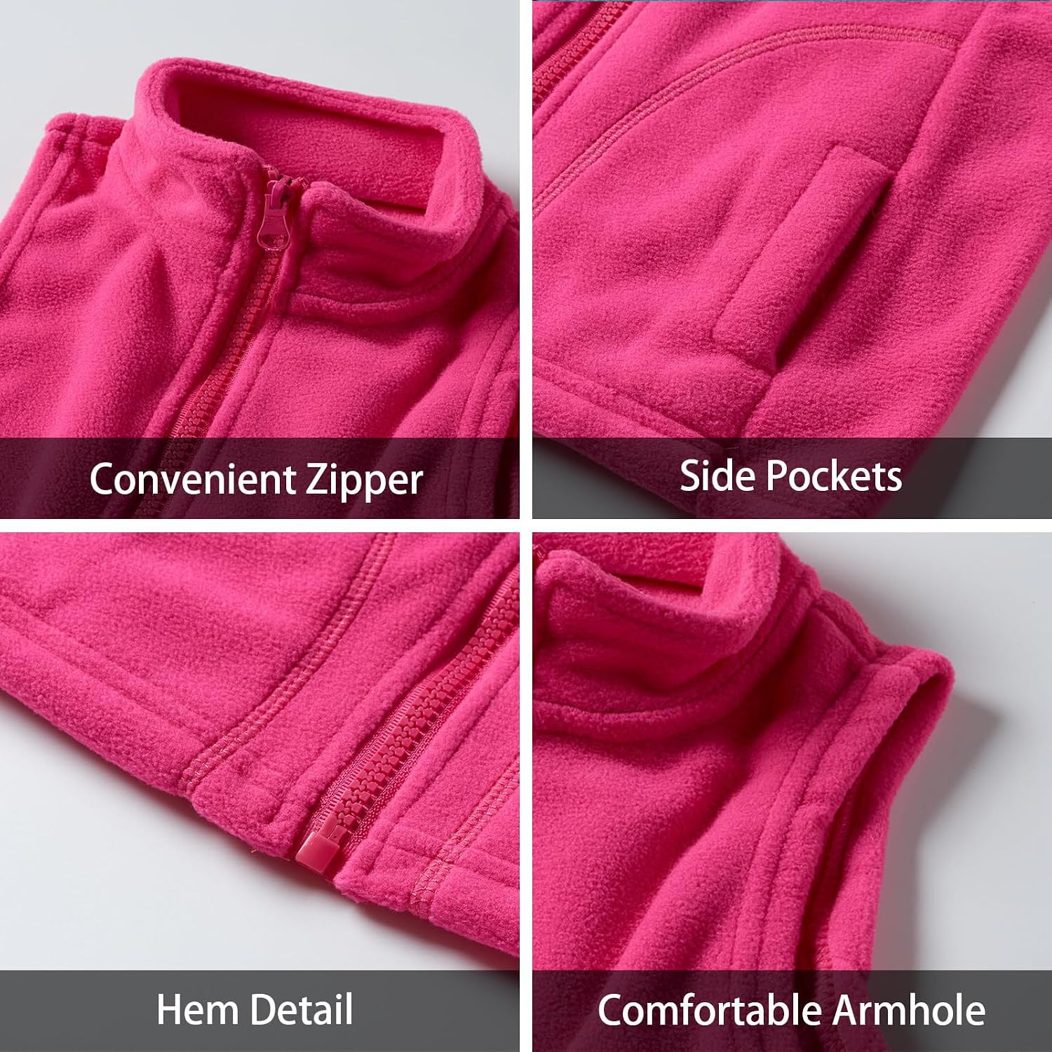 LittleSpring Boys Girls Fleece Vest Sleeveless Jacket Full-Zip Fall Winter Warm Outerwear