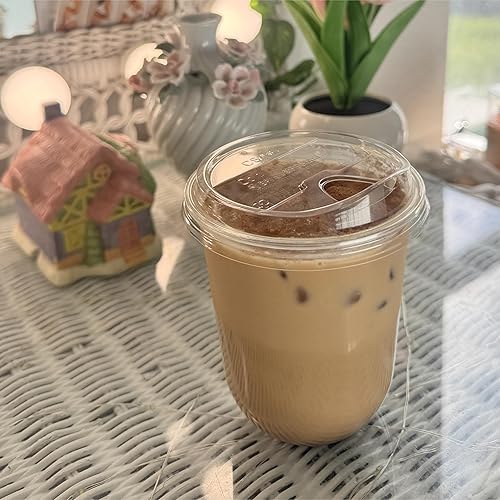 Vista 4 de TOSSWARE Natural - Juego de 1000 tapas planas para vasos fríos de 3.858 in a base de plantas, tapas transparentes alternativas de plástico, solo