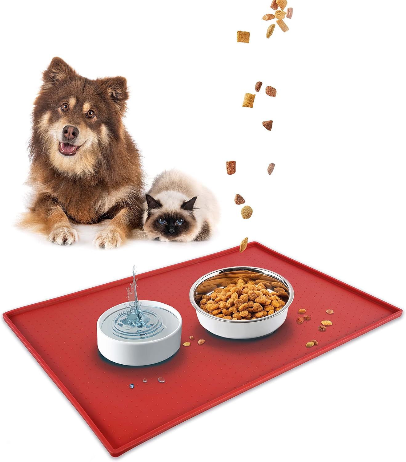 Ligo,No Slip, alfombrilla para perros y gatos, alfombrilla para el suelo, alfombrilla antideslizante (S-rojo)