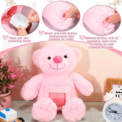 Miniatura 3 de Oso con recuerdo de grabación de voz con mensajes grabables con imágenes, juguete conmemorativo para baby shower, regalo de cumpleaños, regalos de
