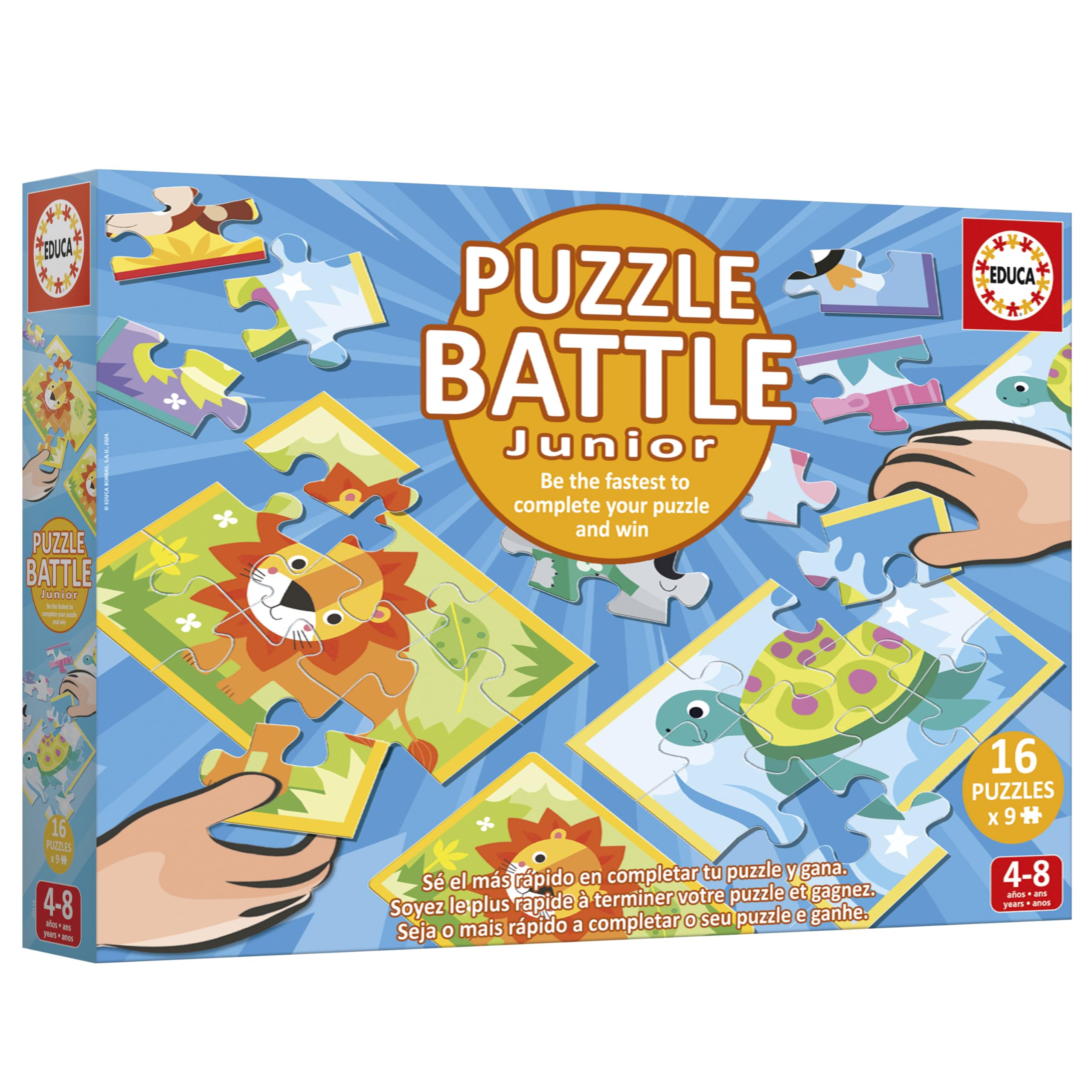 Educa - Puzzle Battle Animals. une bataille authentique de pièces | Soyez le premier à compléter votre puzzle pour devenir le gagnant. à partir de 4 ans (20116