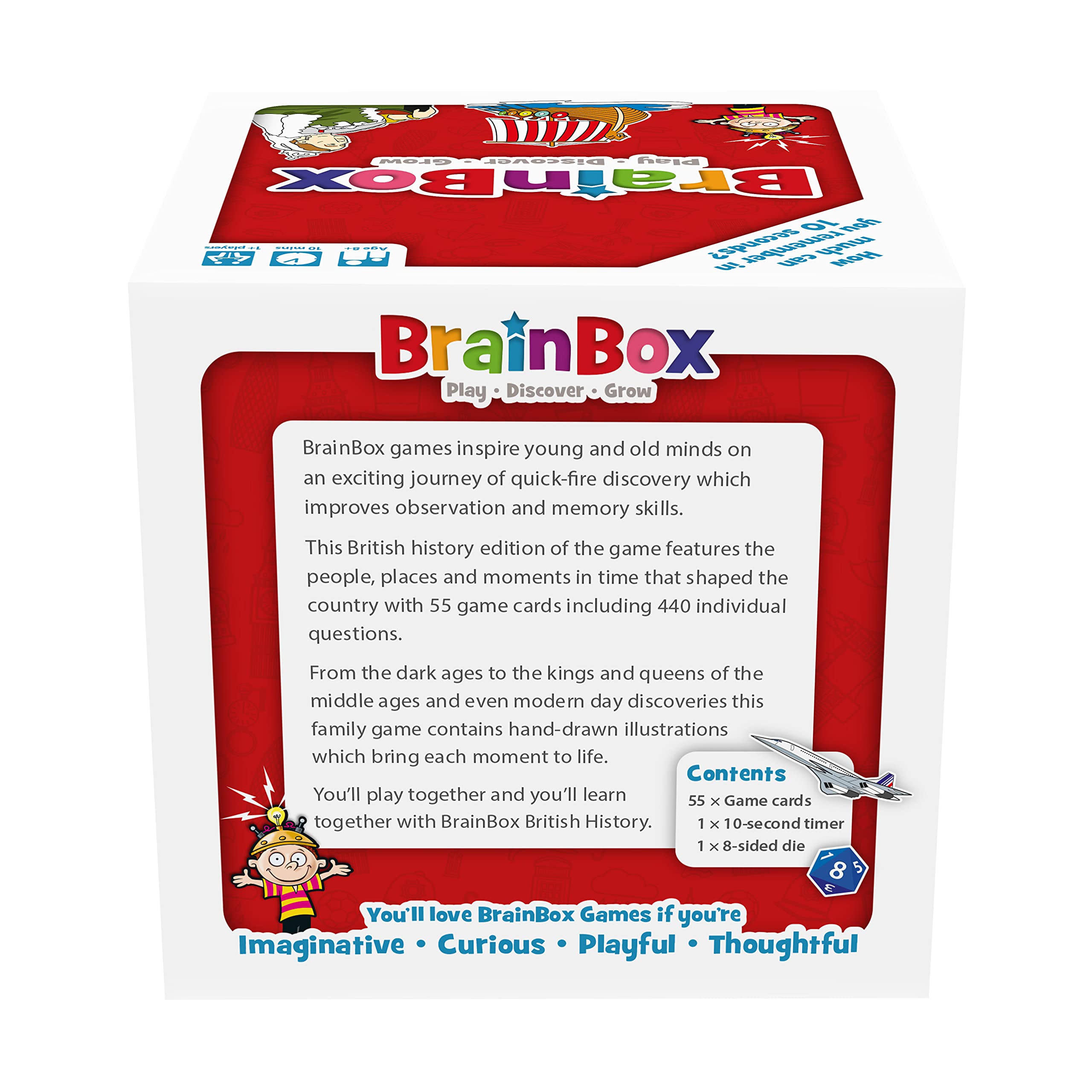 Brainbox World History – Jeu De Cartes Mémoire 440 Questions, 55 Cartes, Dès 8 Ans