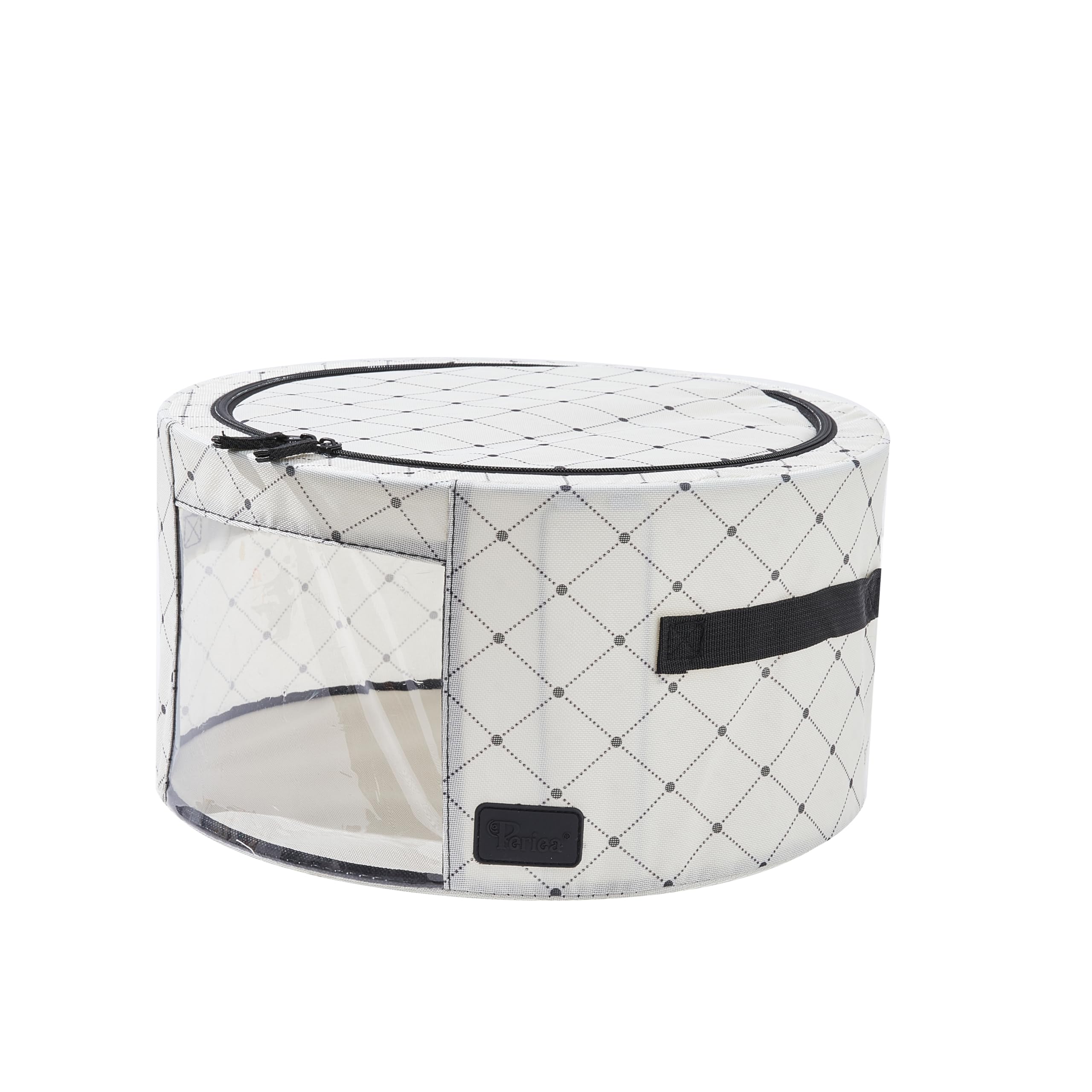 Periea 'Abby' Round Home Storage Boxes with Zip Lids, Front Window & Folding Steel Frame (Black Dot, Medium) — image 1
