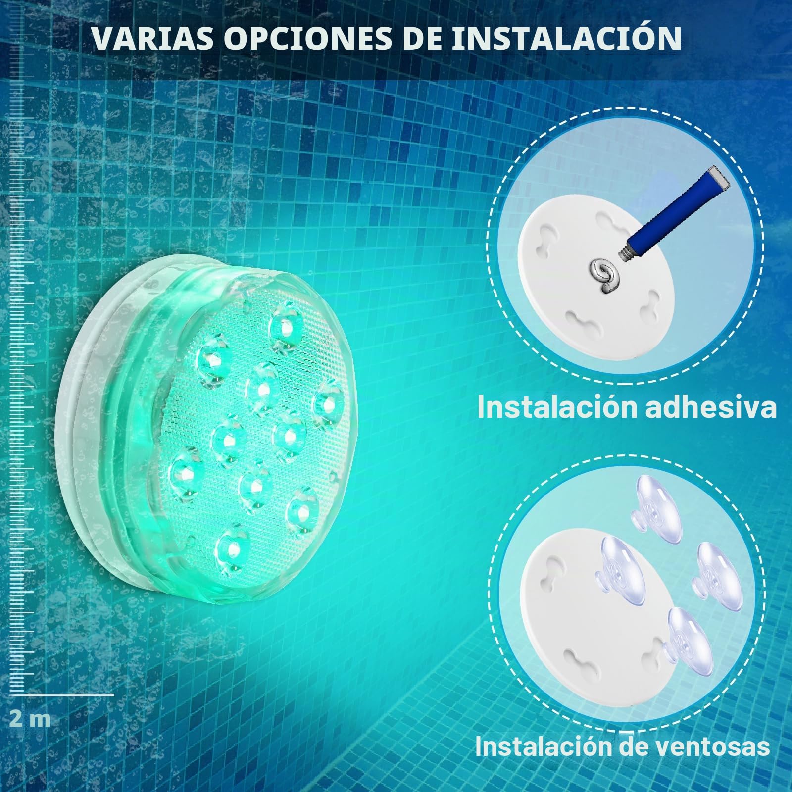 Qoolife Luces Sumergibles recargables, 3.3" USB Magnético RGBW Piscina Luz LED Impermeable Control remoto RGB cambiante Bajo el agua Luz para fiesta Florero de Navidad Tina de（2 Paquete）