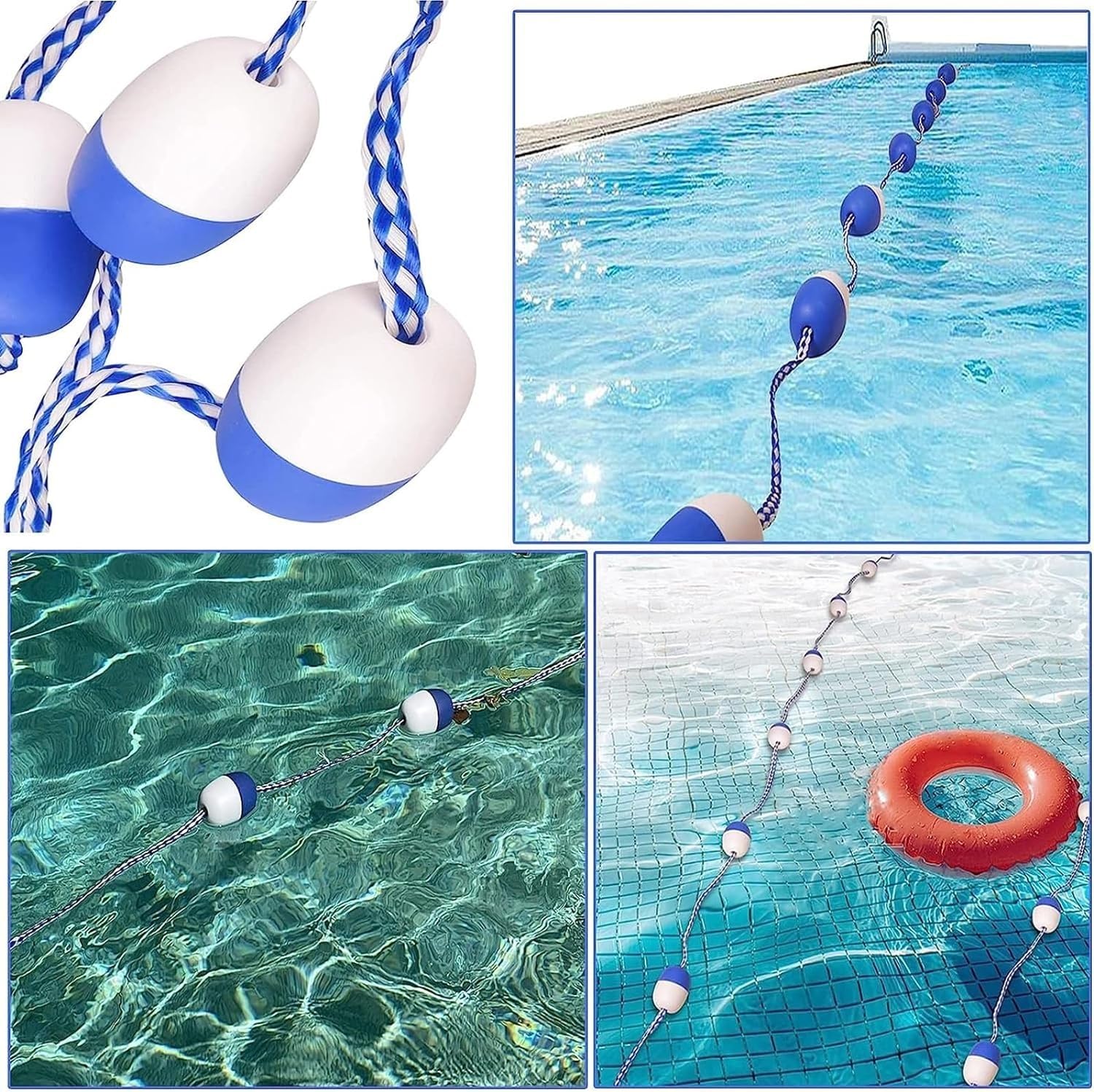 Generisch Schwimmbecken-Bahnteiler – 2 m schwimmende Sicherheitsbojenleine – Schwimmzubehör für Poolbereiche – langlebige, einfach zu verwendende schwimmende Trennwände für geordnetes Schwimmen
