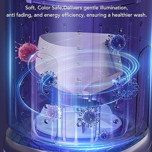 Miniatura 2 de Fockety Lavadora portátil, mini lavadora inalámbrica recargable de 2 litros con opciones de luz giratoria y azul roja, para viajes, apartamento,
