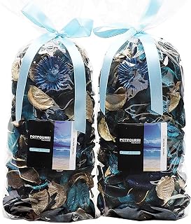 Qingbei Rina Ocean Breeze Scented Potpourri Bags - Turquoise Teal Dried Flowers, 8.4oz Bowl Vase Filler, Coastal Beach Home Decor