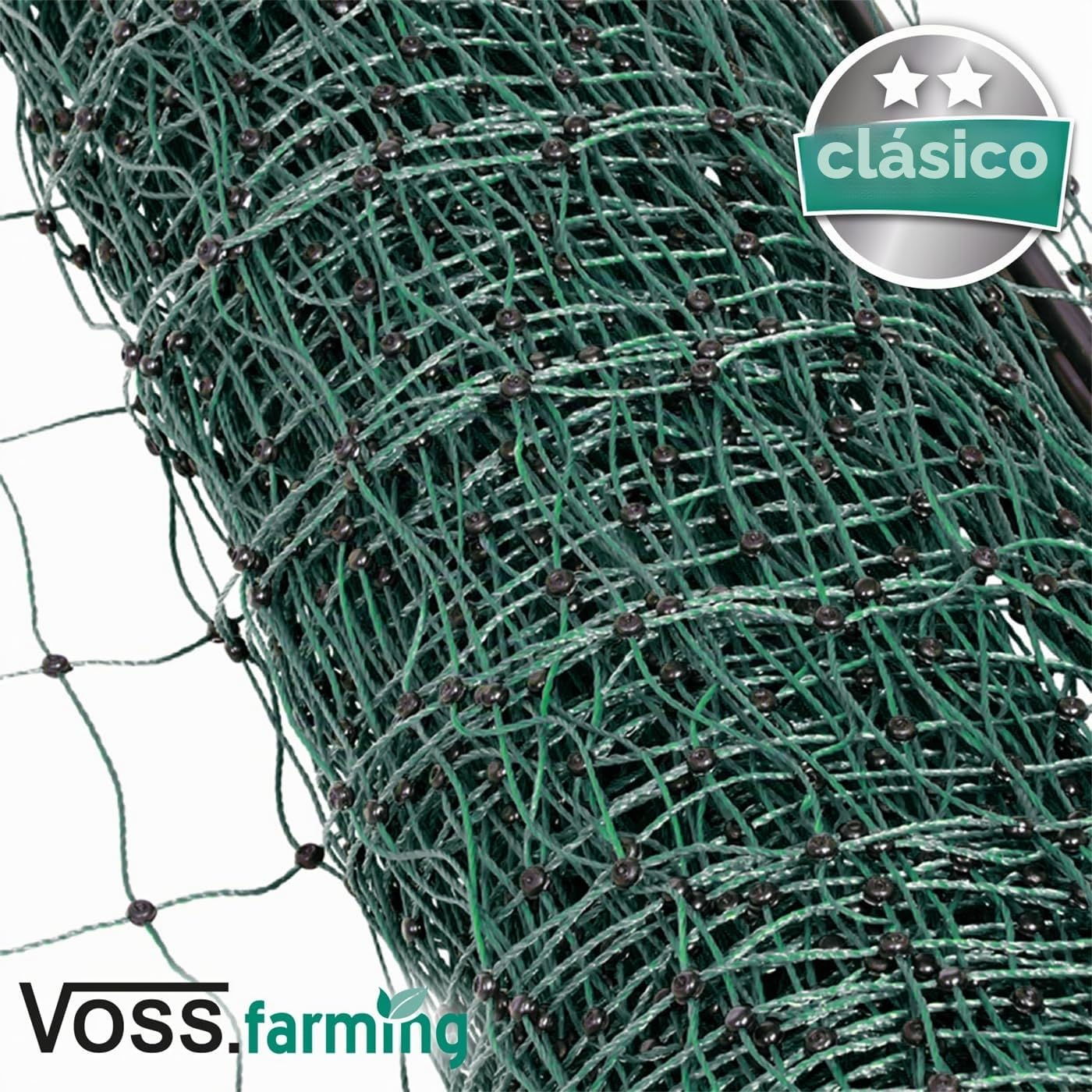VOSS.farming Malla eléctrica para gallinas “farmNET”, Rollo de 25m de Longitud y 112cm de Altura, 9 Postes con Punta Doble y Kit de reparación