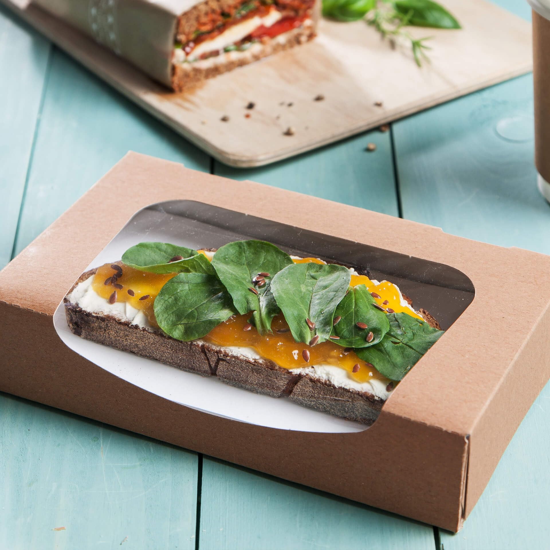 BIOZOYG Bio Karton-Schachteln mit Sichtfenster I Take-Away-Boxen mit großem Fenster aus Zellulose - nassfest auslaufsicher kompostierbar I 400 St. Patisserieschachteln I Gebäckschachtel 900ml