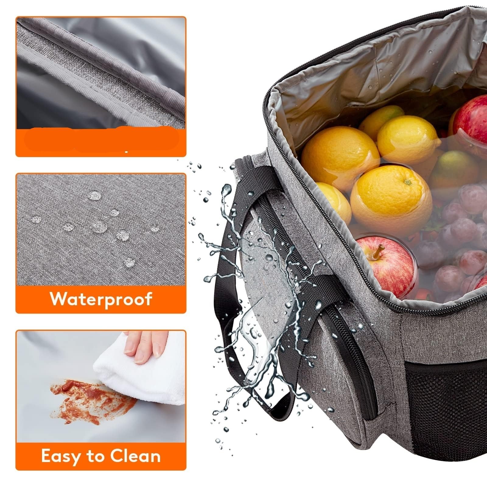 Bolsa De Almuerzo Bolsa de Almuerzo de Tela Oxford con Alta Capacidad, Correas de Mano y de Hombro, portátil, Impermeable, de Gran Capacidad, 1 ud. para Oficina，Picnic(35 * 28 * 28)