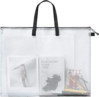 Outus Art Portfolio Bag Poster Storage Bag Board Holder with Handle and Zipper 19 x 24 Inch Organizer Transparent Bag for Large Posters, Poster Board, Painting, Bulletin Boards (1 Piece)