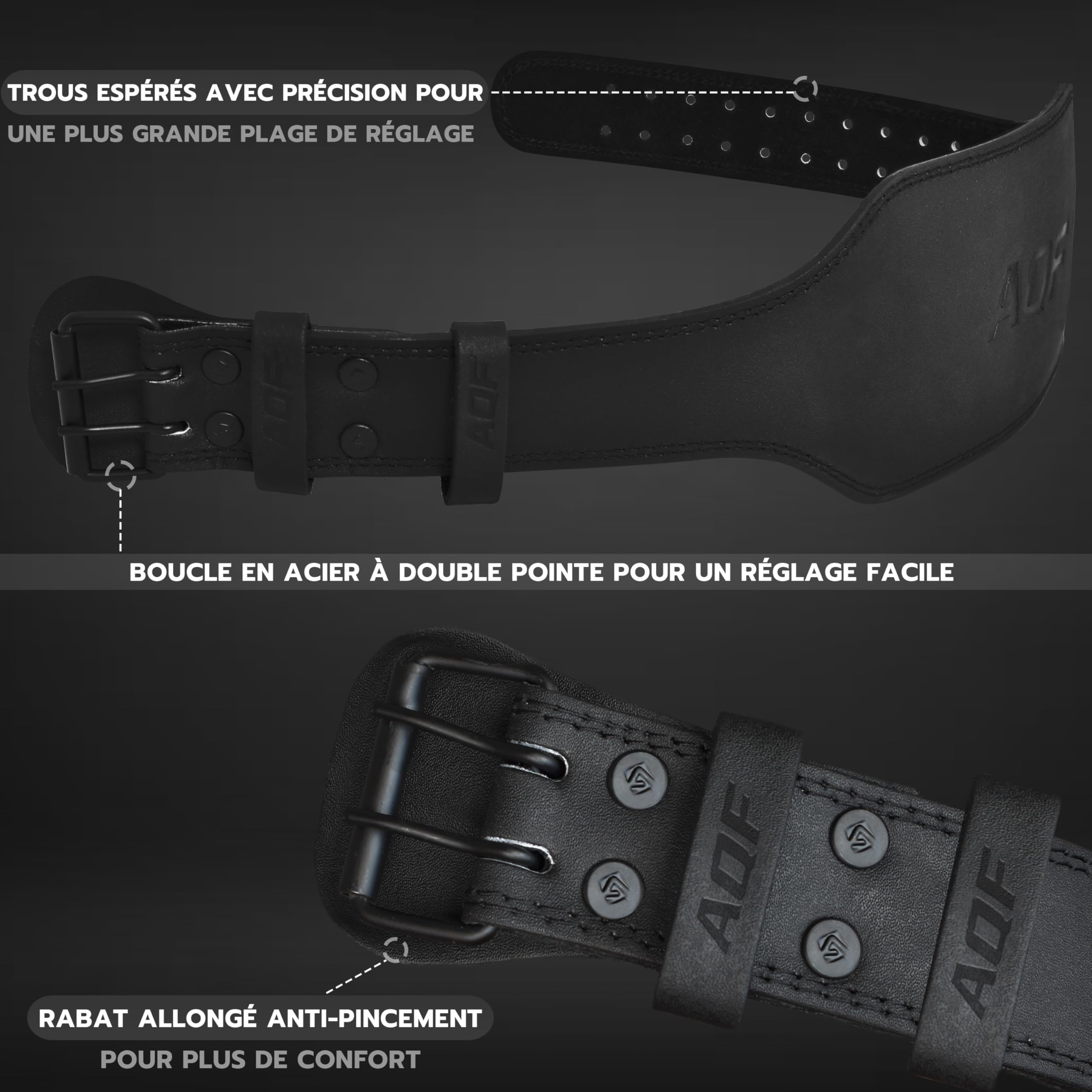 AQF Ceinture Musculation, 4" 6" Cuir Ceinture De Force, Ceinture Lestée Muscu Boucle À Rouleau en Acier, Ceinture Lombaire Musculation pour Powerlifting