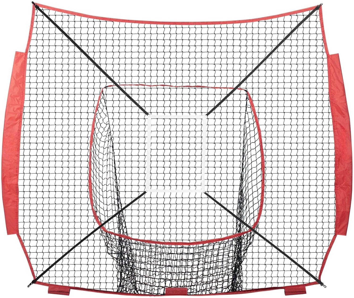 7x7 ft Softball Practice Net, Portable Training Net for Hitting Batting Catching Pitching, Backstop Equipment Training Aids with Strike Zone