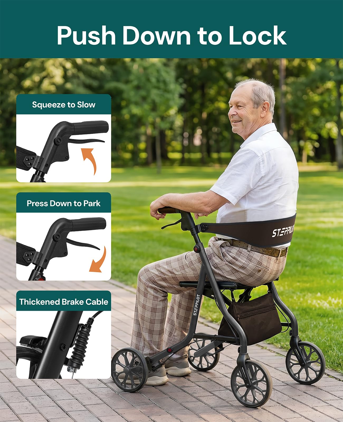 Rollator Walkers for Seniors with Seat Supports 350lb,19.2 Lbs — Amazon image 6