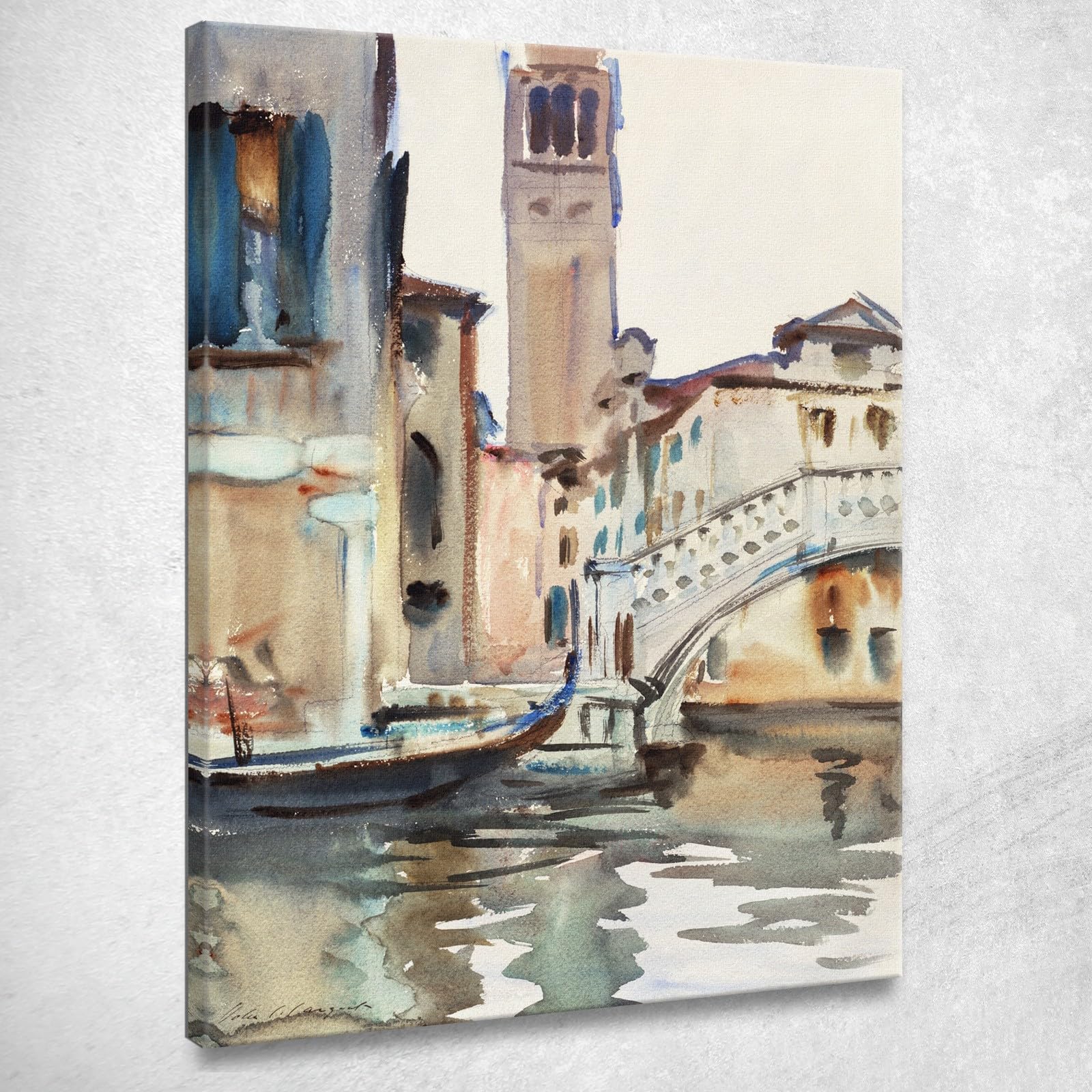 Un Ponte E Un Campanile Venezia John Singer Sargent, jss1 Quadro Stampato su Tela, 115x80 cm