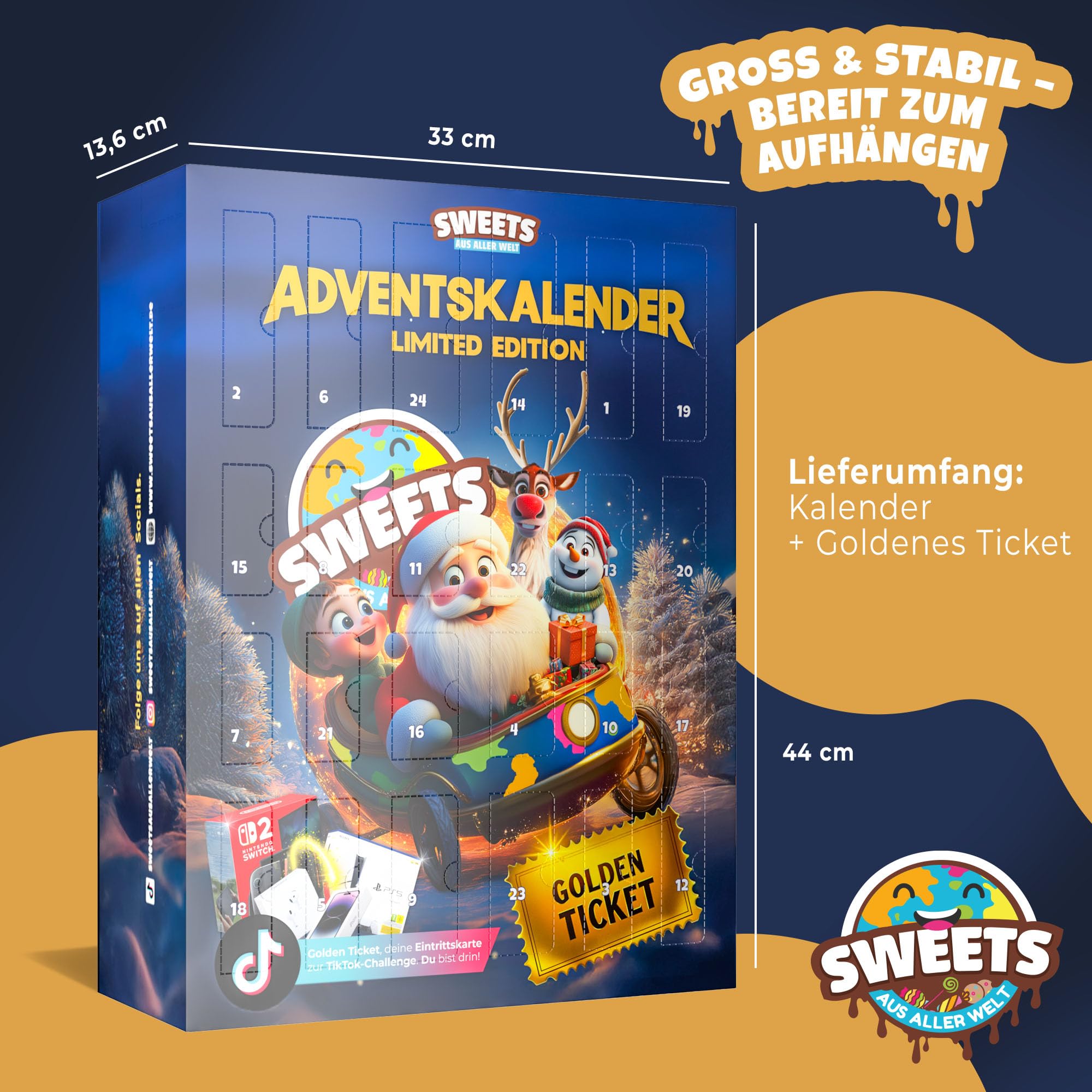 Adventskalender 2025 mit Amerikanischen Süßigkeiten & Snacks aus aller Welt - Weihnachtskalender mit Labuchoc, Dubai Schokolade, Schokobons crispy, Angel Hair & vielen weiteren viralen Highlights