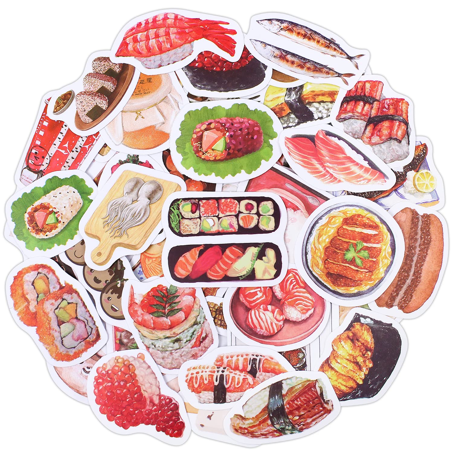 シール フレークシール 100枚 コラージュ素材 ステッカー マステ素材 多国籍料理 食べ物 フード フルーツ 果物 DIY 手作り 手帳用 大量 (日本料理1)