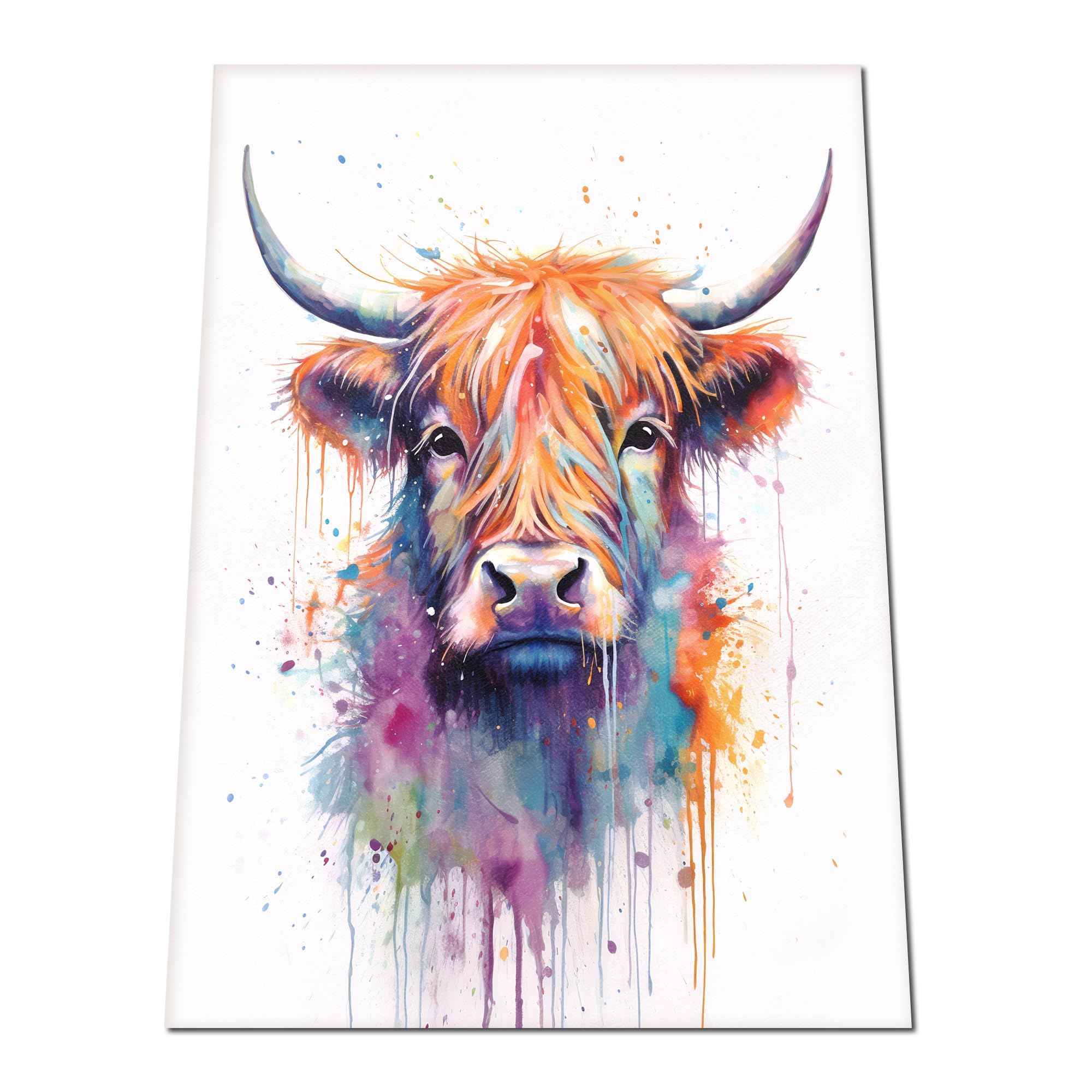 Highland Cow Watercolour Art Print, Bright Colourful Wall Art for Home, Choice of Print Sizes, Independent Artist (12x18")