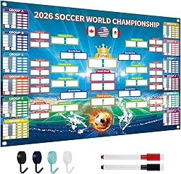 Prothens Póster del Mundial 2026 – Calendario del Mundo 2026, artículo para fans de fútbol, decoración de fiesta, mural para oficina y salón, 60 x 42 cm, regalo para fanáticos del fútbol