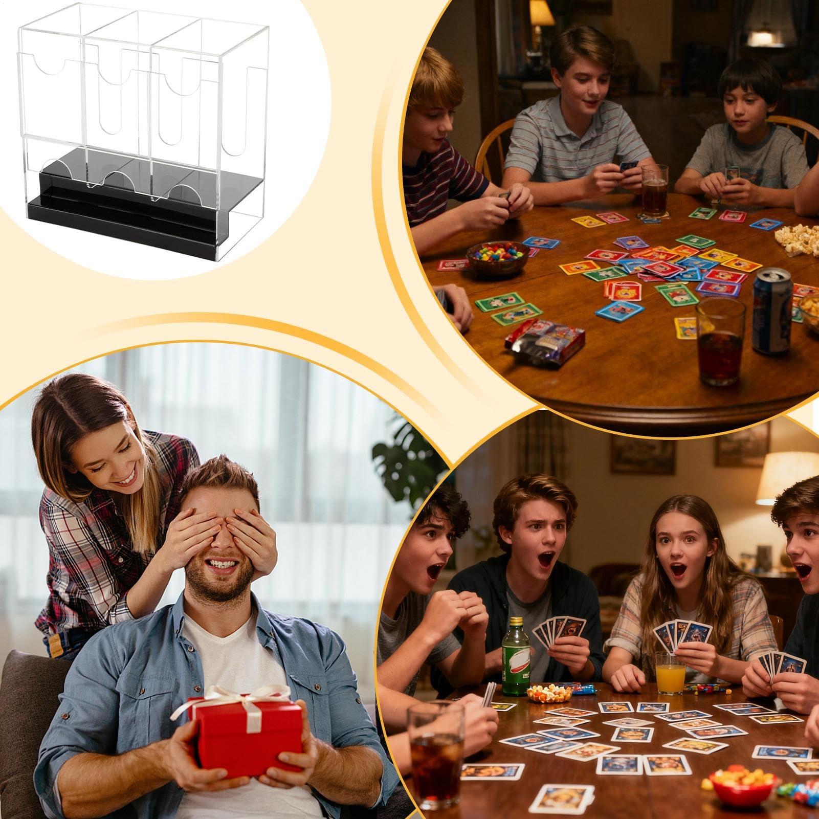 Sammelkarten-Spender Organizer Aufbewahrung Schutz Ausgabe Display | 3-Fach-Sportkarten-Pack-Box-Behälter Für Zimmer Sammlung Schreibtisch Zuhause Display Aufbewahrung Acryl-Ausgabe