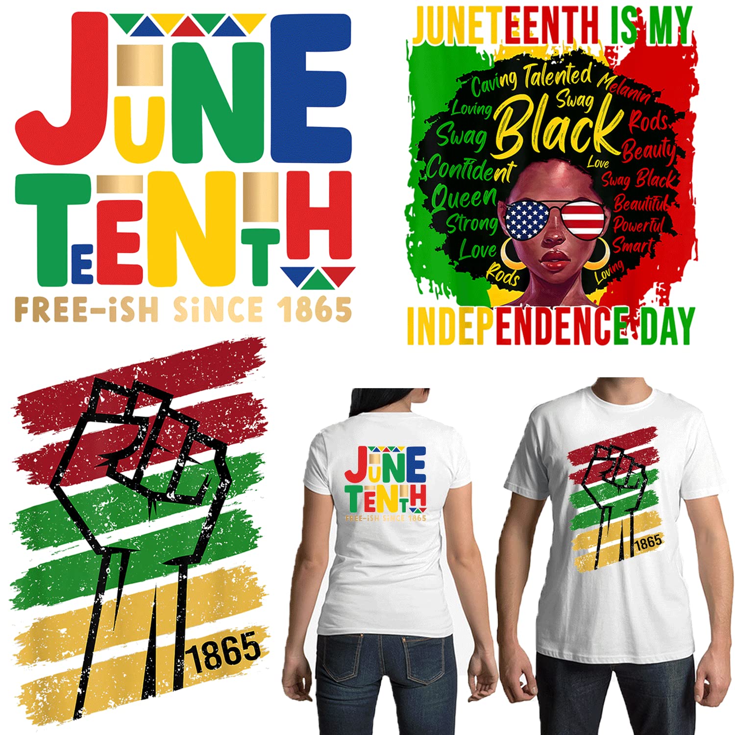Amazon.com: Juneteenth Iron on Patches 3 Sheets Colorful Iron on Decals ...