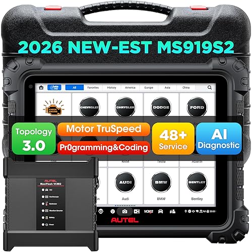 Autel MaxiSys MS919S2 Scanner, 2026 Top Intelligent & AI Diagnostic, ECU J2534 Pr0gram C0ding, Same as Ultra S2 Up of MSUltra MS909 S2, Topology 3.0, 6-in-1 VCMI2, Multi-Point DVI, 48+ Service