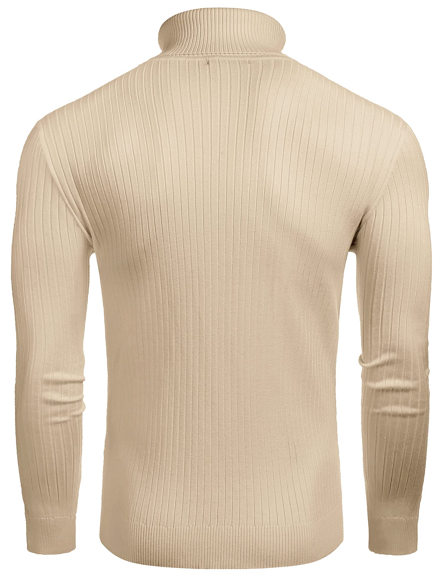 Coofandy, maglione da uomo slim fit, a collo alto, casual, con motivo a torsione, Khaki chiaro , S