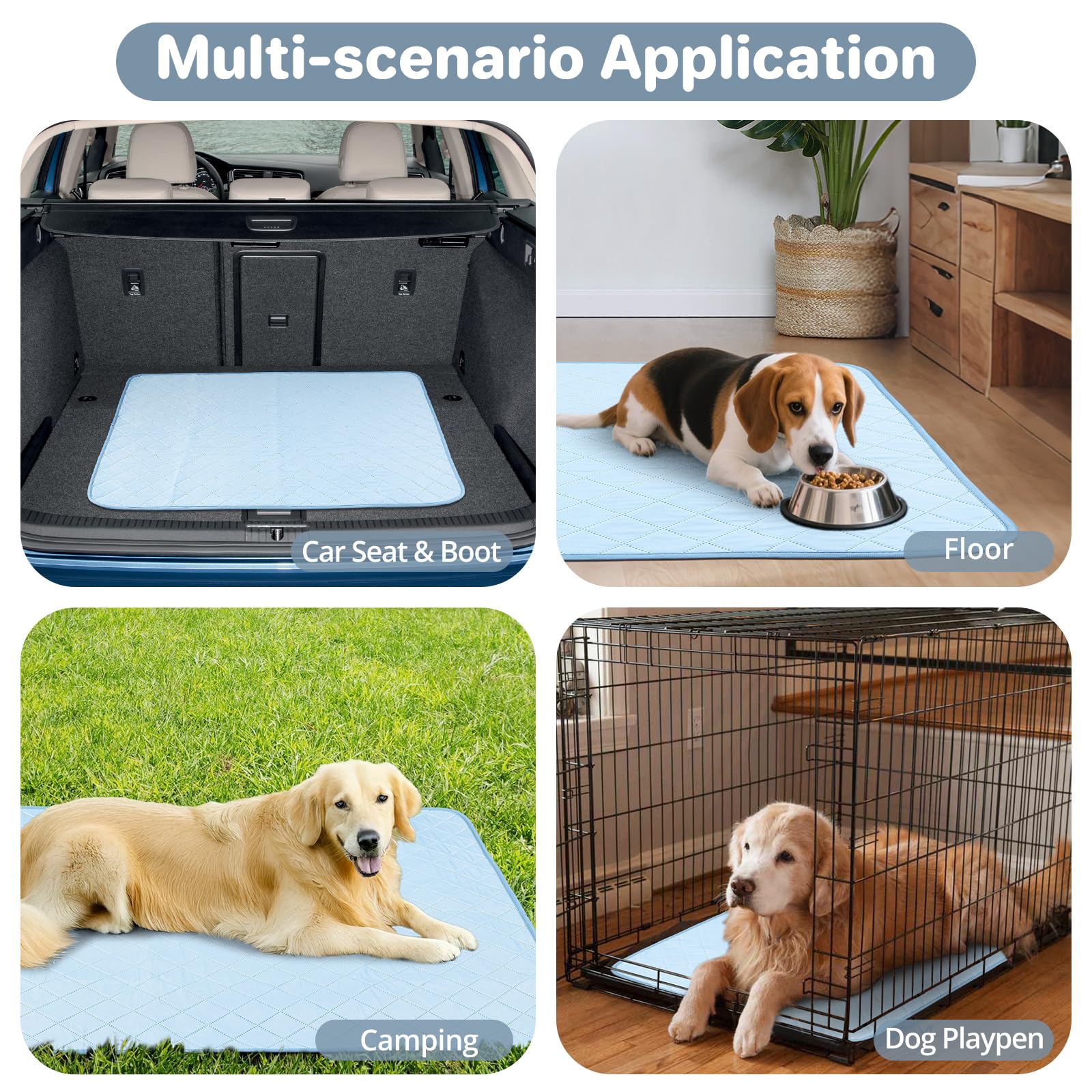 2pcs Urinunterlage Matte 70x100CM, Kühlmatte für Hunde, Pet Cooling Mat Waschbar, wasserdicht Urinierunterlagen für Hunde für Sommer