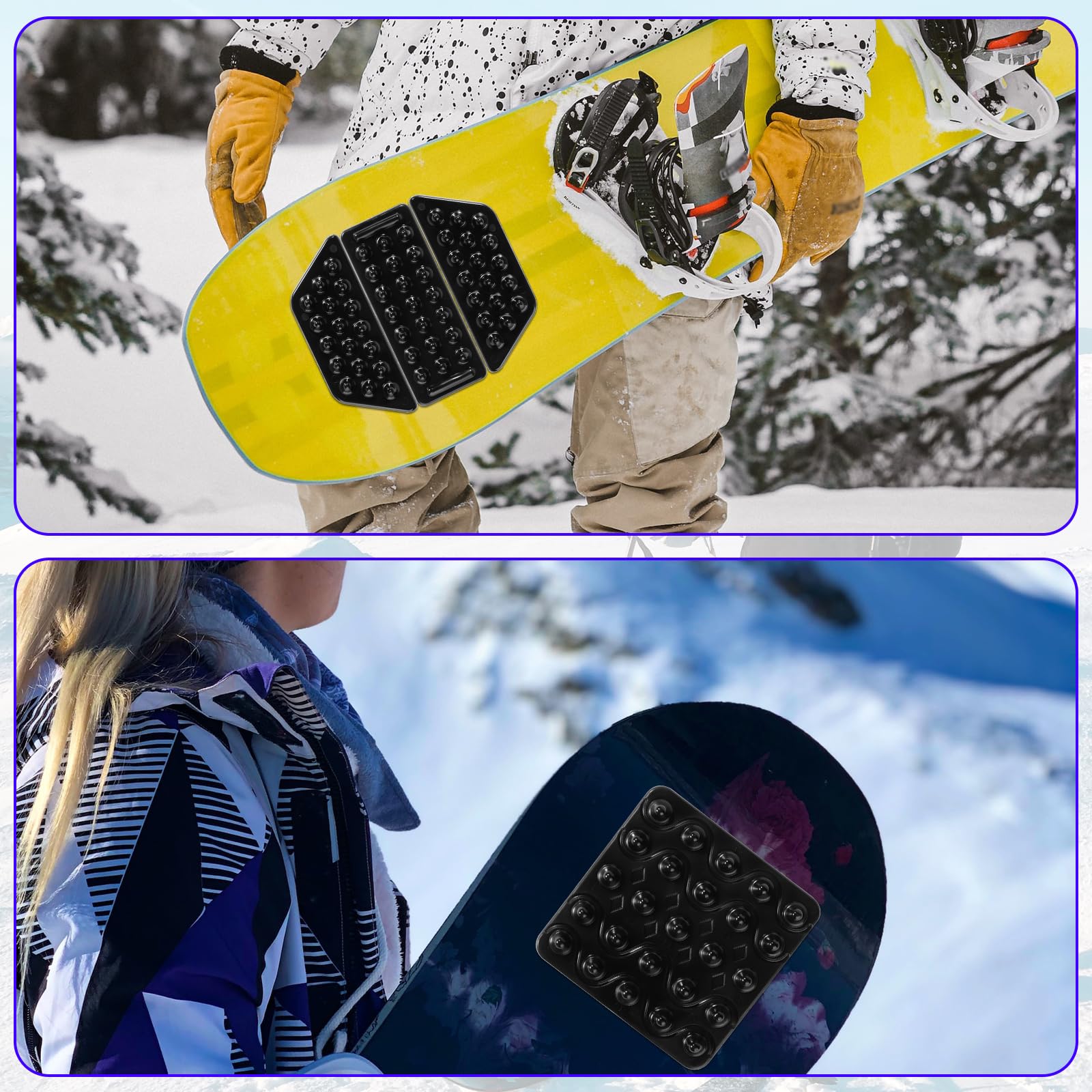 4szt Snowboard Pads, Samoprzylepna Snowboard Pad Antyposlizgowa Snowboard Pad Zapewniajaca Dodatkowa Przyczepnosc (Czarny)