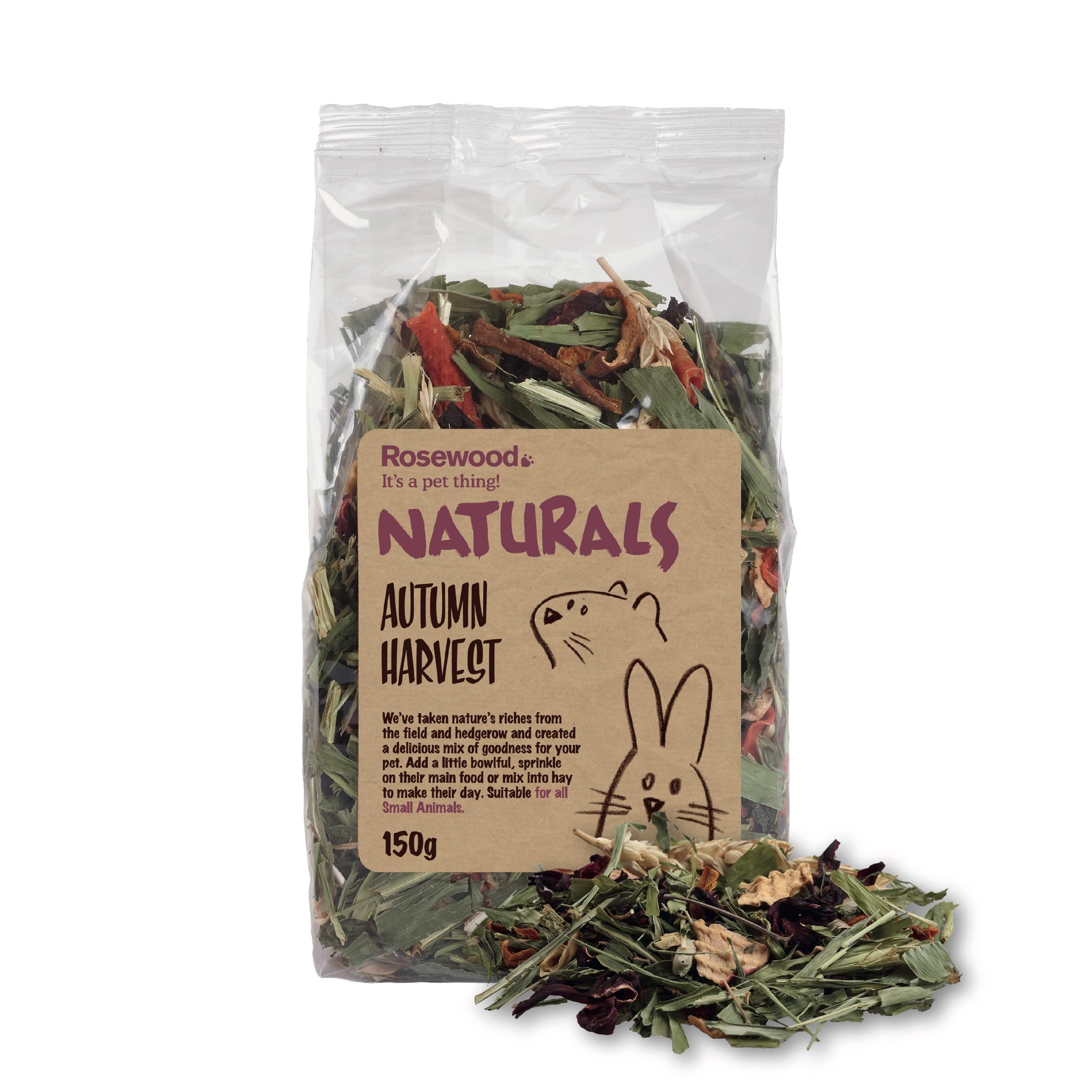 Rosewood Naturals Autumn Harvest Salad, Small Animal Treat for Rabbits, Guinea Pigs, Chinchillas, Degus, Hamsters, Gerbils, Mice and Rats, 150g