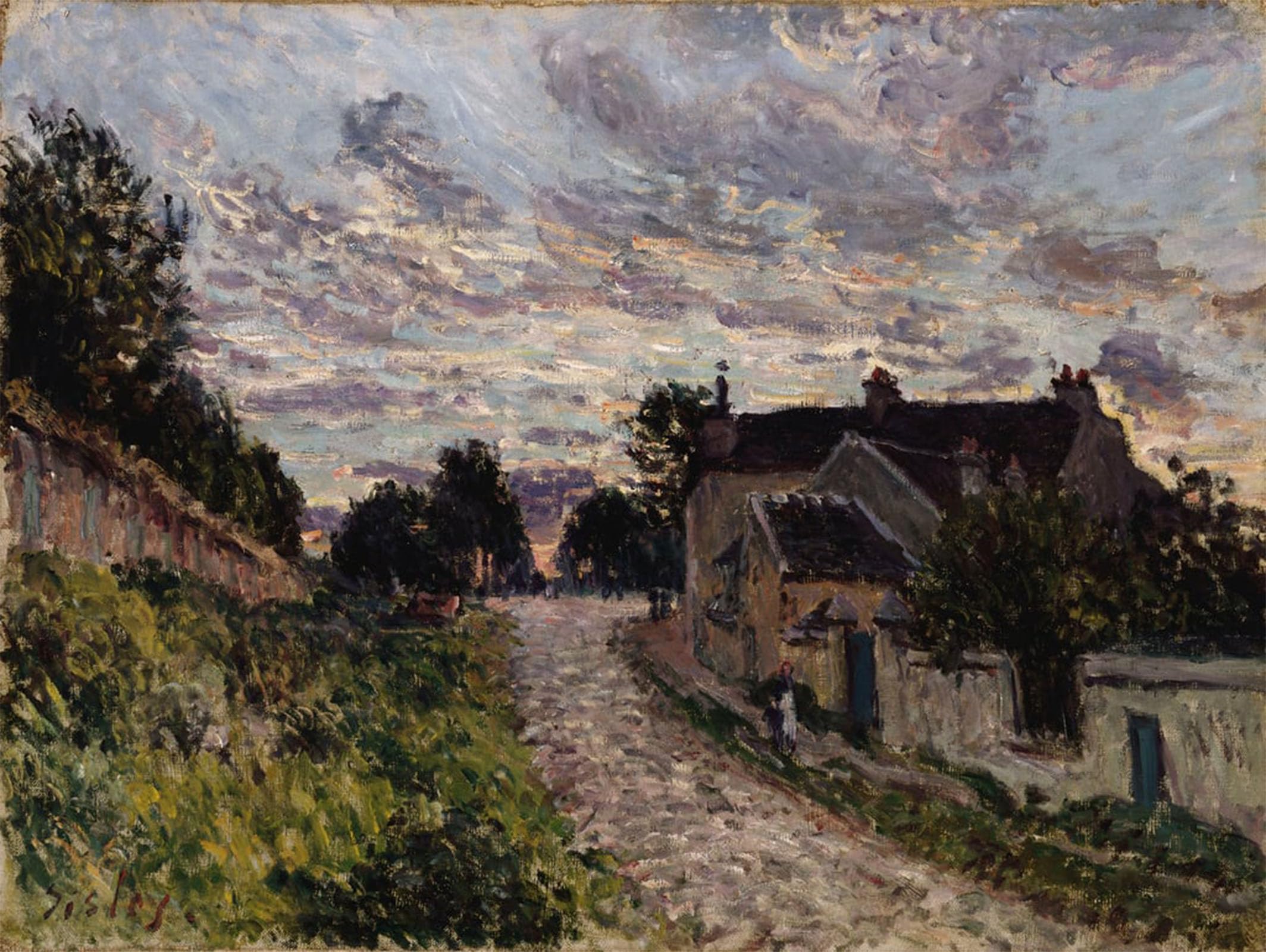 ARTXLXXBN Famous Painting Canvas Artwork Graffiti Print the Path to Louveciennes Un Chemin a Louveciennes by Alfred Sisle Portrait Canvas Image for Home Decor 60x90cm
