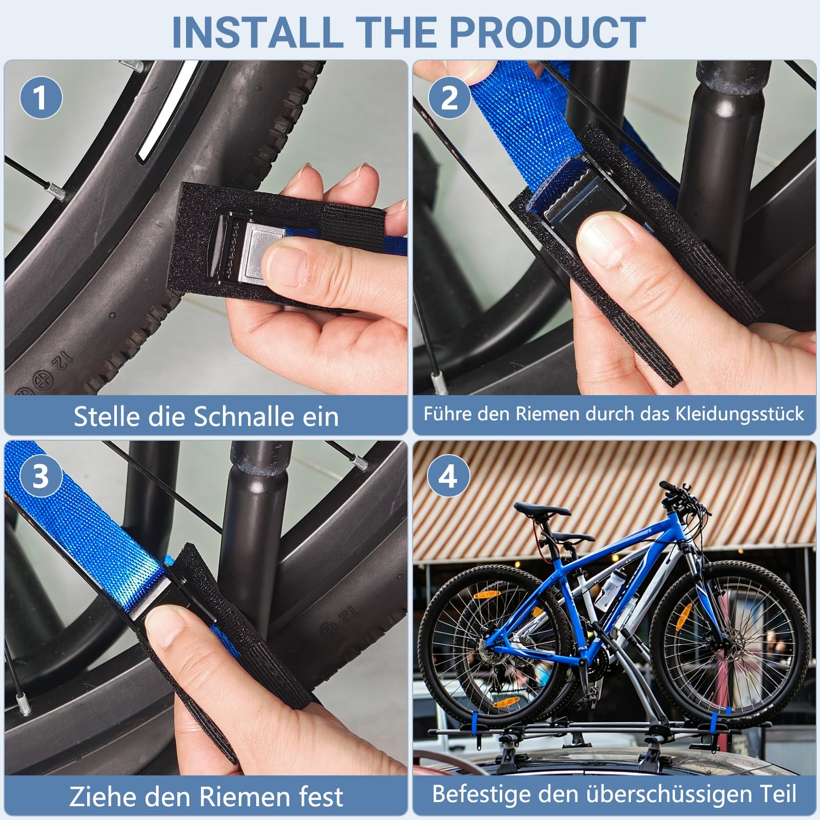 ytorgr 4er-Pack Spanngurte Kurze für Fahrradträger