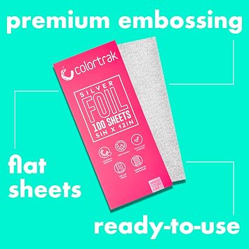 Colortrak Embossed Hair Coloring Foil Sheets, Professional, Convenient 5 x 12 inch Long Pre-cut Sheets, Easy to Grab During Processing, Silver, No Separating Tissues Need, 100 Per Box